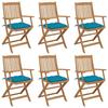 Exclusive House - Folding Garden Chairs Set of 6 with Cushions Acacia Wood
