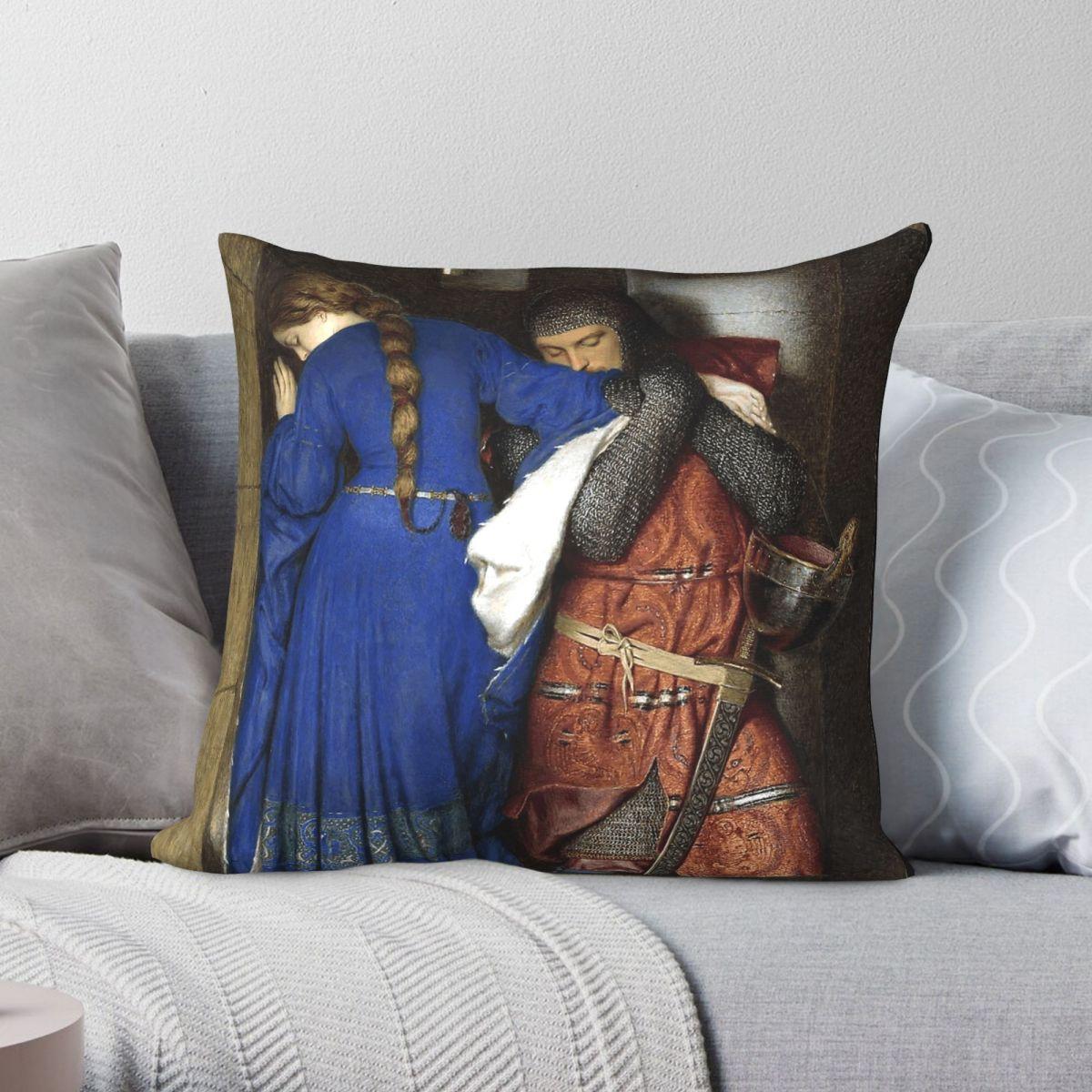 Exquisite Ornaments Unisex Meeting On The Turret Stairs Frederick William Burton Pillowcase Polyester Linen Velvet Printed Zip Decor Pillow Home Cover 18