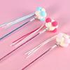 Funny Cat Stick Toy Flexible Long Pole Cat Teaser Wand with Bell And Tassel Interactive Pom-Poms Teaser Wand for Indoor Cats