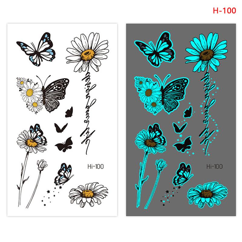 Butterfly Nightglow ajutise tätoveeringuga naiste kehakunstiga maalimise käe tätoveeringu kleebis