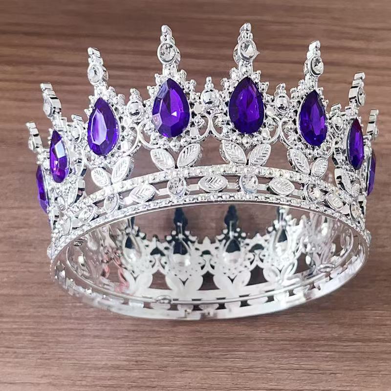 

Европейская и американская барочная пластиковая каплевидная корона, головной убор для невест, аксессуары для свадебной фотосъемки, полностью круглая, головной убор для церемонии совершеннолетия