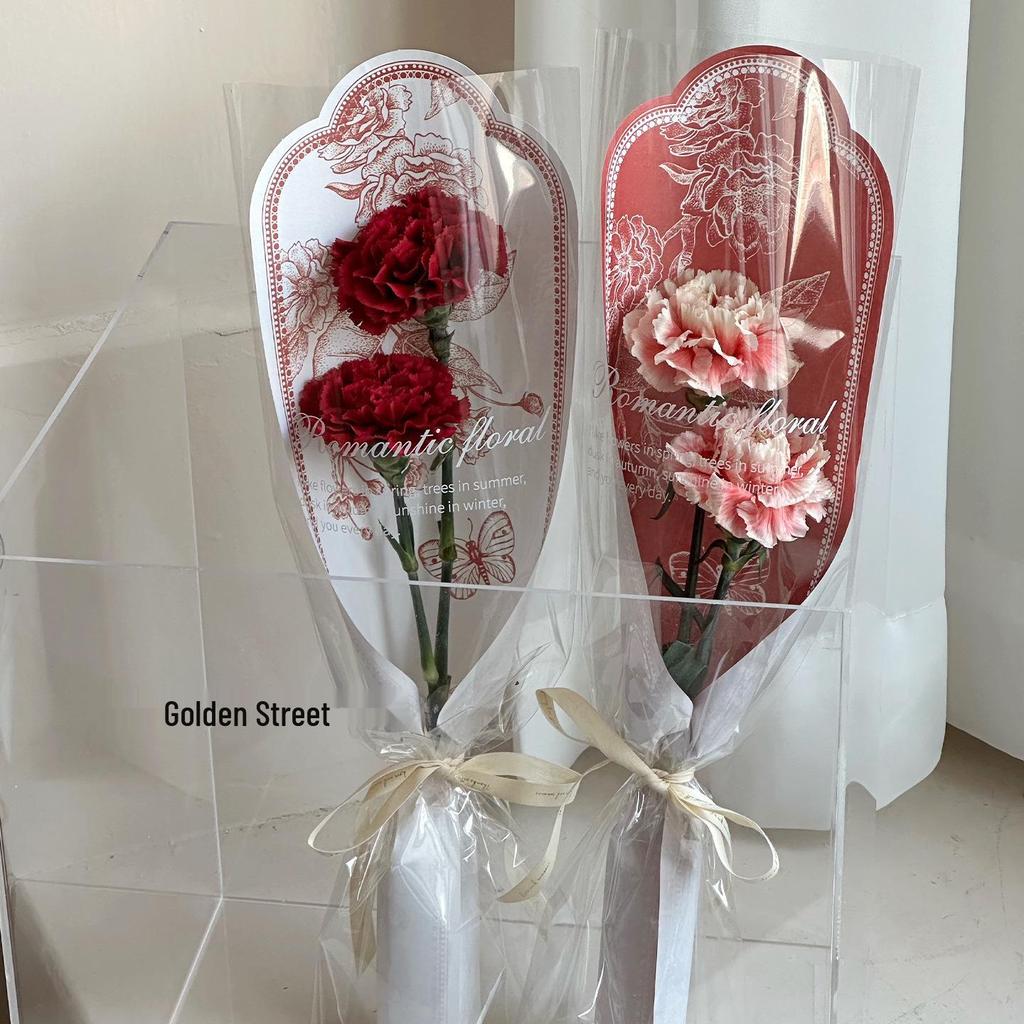 Retro Floral Single Stem Bouquet Sleeve for Fresh Flowers - DIY Gift Packaging Bag for Roses and Florists