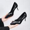 Fashion Women's Fashion Slim Heel Shoes Autumn New Pointed Head Shallow Mouth Crystal Slip-on Anti-slip Wear-resistant High Heels