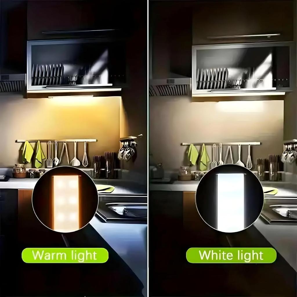 Motion Sensor LED Cabinet Light Bar Magnetic Under Cupboard Kitchen Lighting USB Rechargeable Night Light