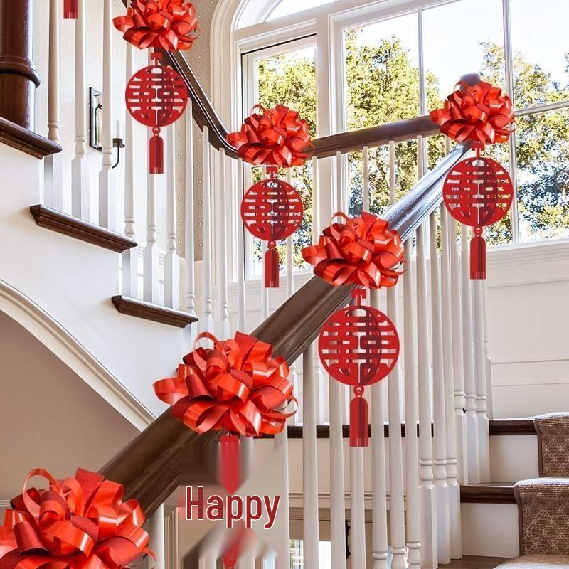 Wedding Stair Railing Decoration Package with Balloons and Flowers: Complete Set for Wedding Room Arrangement