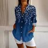 Camicia da Donna con Bottoni Manica Lunga con Stampa Grafica Top Blusa