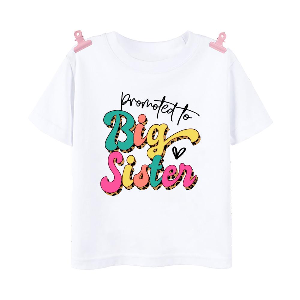 Summer Clothing Upgraded to Big Sister Printed Baby Announcement Shirt, Children's T-shirt, Kids' Short-sleeve Top