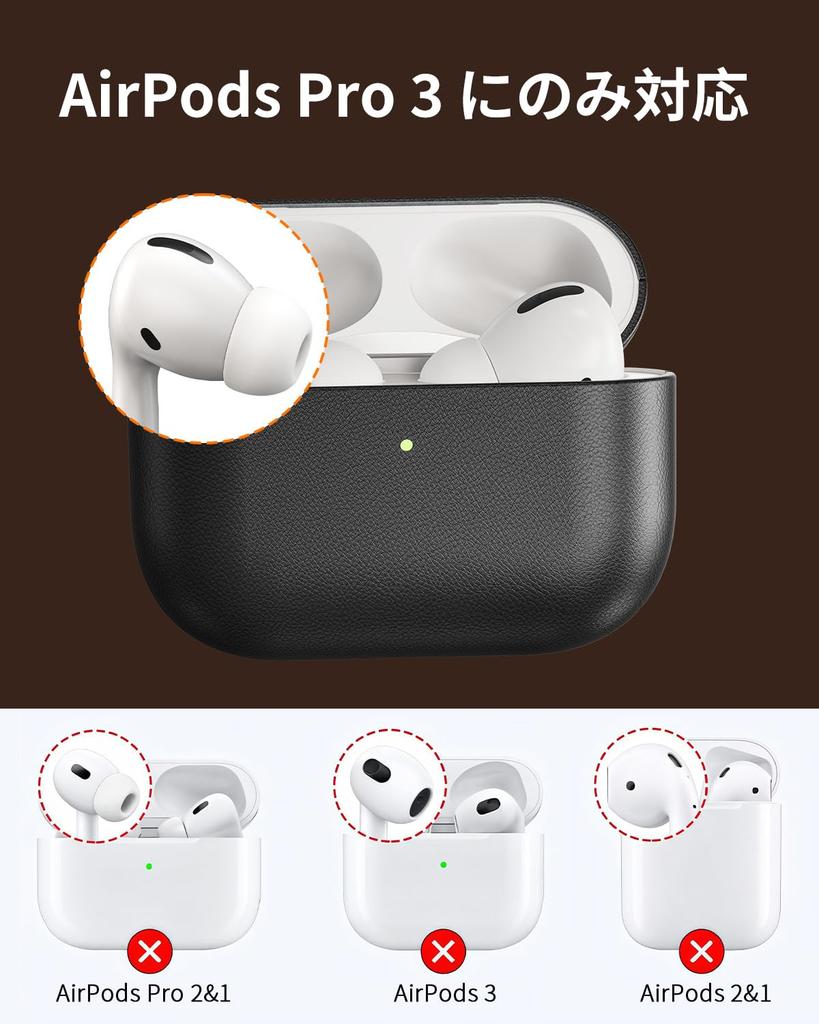 OATSBASF AirPods Pro 3 Leather MagSafe Full AirPods Pro 3rd Generation Wireless Charging Visible LED Easy Opening Case, Shockproof, Compatible,