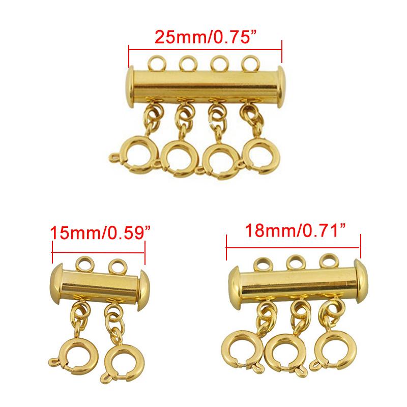 LOULEUR Stainless Steel Spring Buckle Lobster Clasps Connectors Slide Tube Lock Spacer Clasp Multi Strands Magnetic wholesale