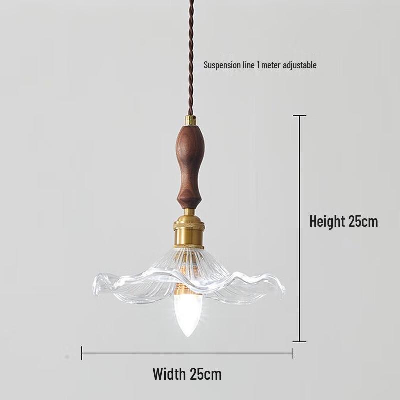 UOSU Amerykańska Retro Orzechowa Szklana Lampa Wisząca