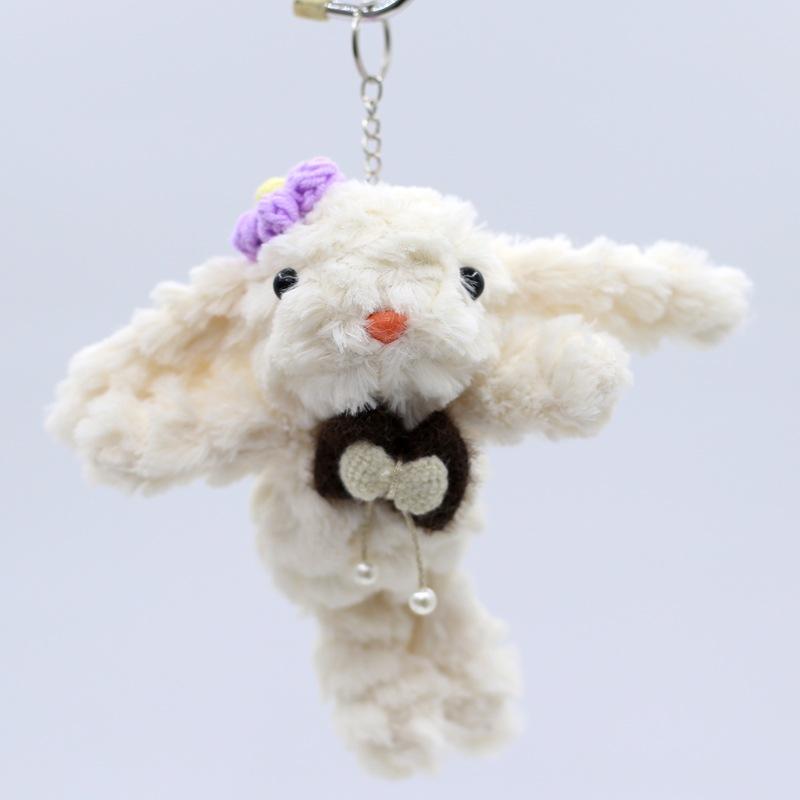

Looping Ears Rabbit Plush Toy Dolls School Bag Hanging Decoration Keychain Rabbit Plush Hanging 18cm (steel ring buckle)
