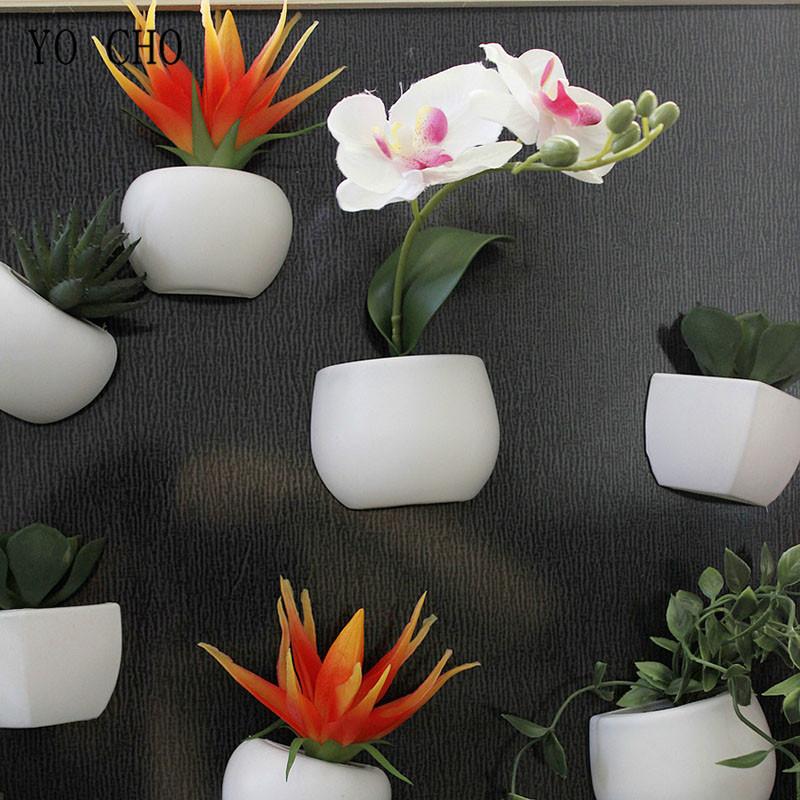YO CHO Artificial Flower Fridge Sticker Succulent Plant Fridge Chalkboard Magnetic Bonsai Orchid Plants Lavender Home Wall Decor
