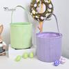 Gingham Easter Bucket for Kids Nursery Storage Bag New Baby Gift Basket with Handle for Easter Egg Hunts Parties