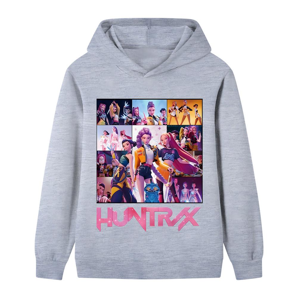 B1250 Kids Boys Girls Kpop Rumi Zoey Mira Print Long Sleeves Hoodie