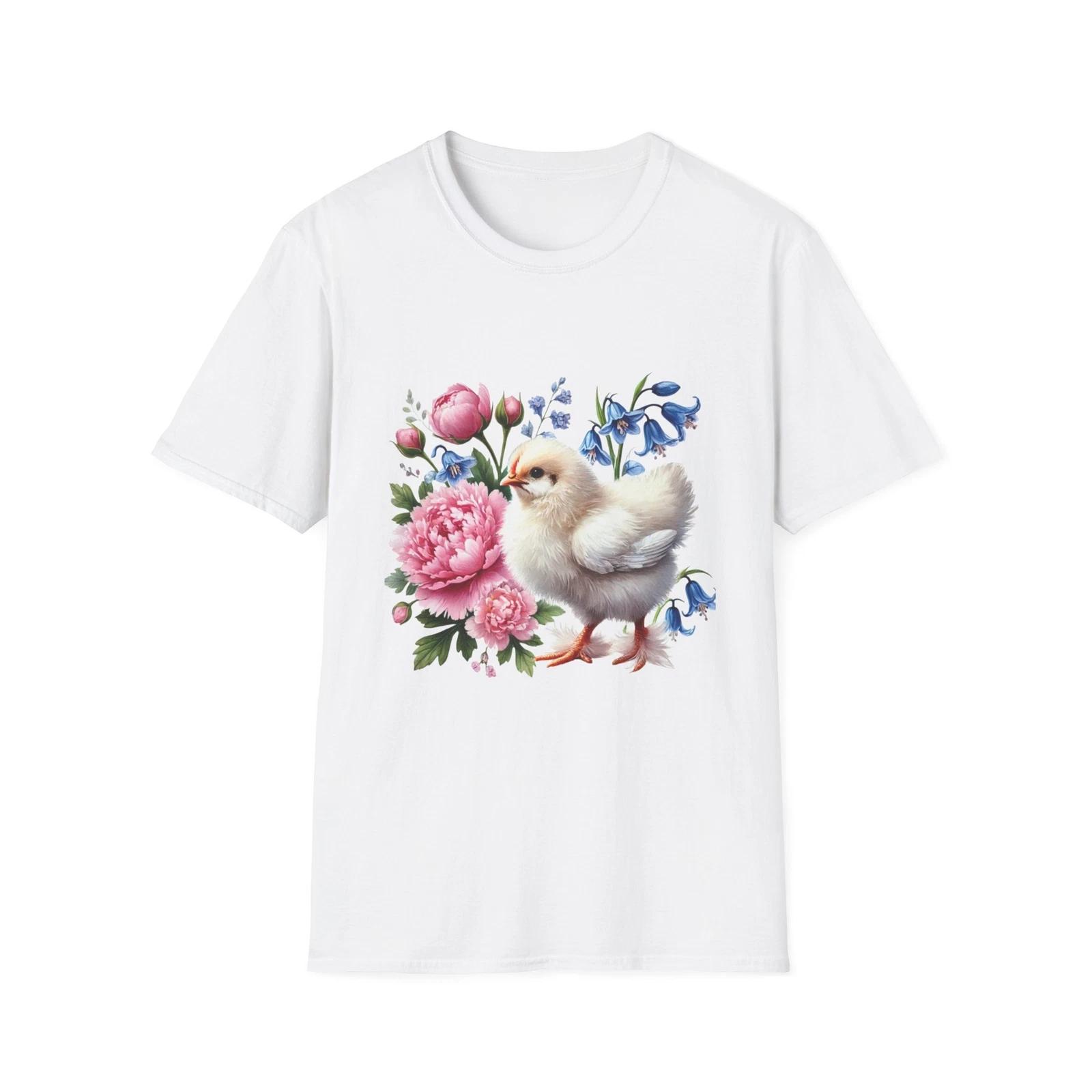 Charming Floral Chick T-Shirt, Cute Spring Tee, Easter Gift, Animal Lover Shirt, S