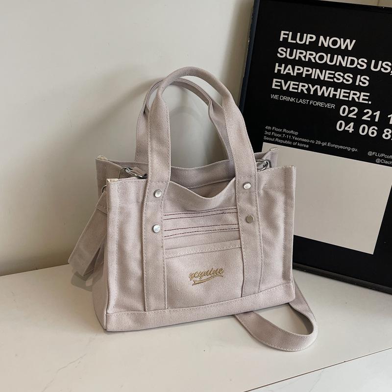 New Korean Multi-color Hand-to-wear Tote Canvas Small Bag for Women's Literary Crossbody Bag Versatile Hand-carrying Lunch Box Bento Bag