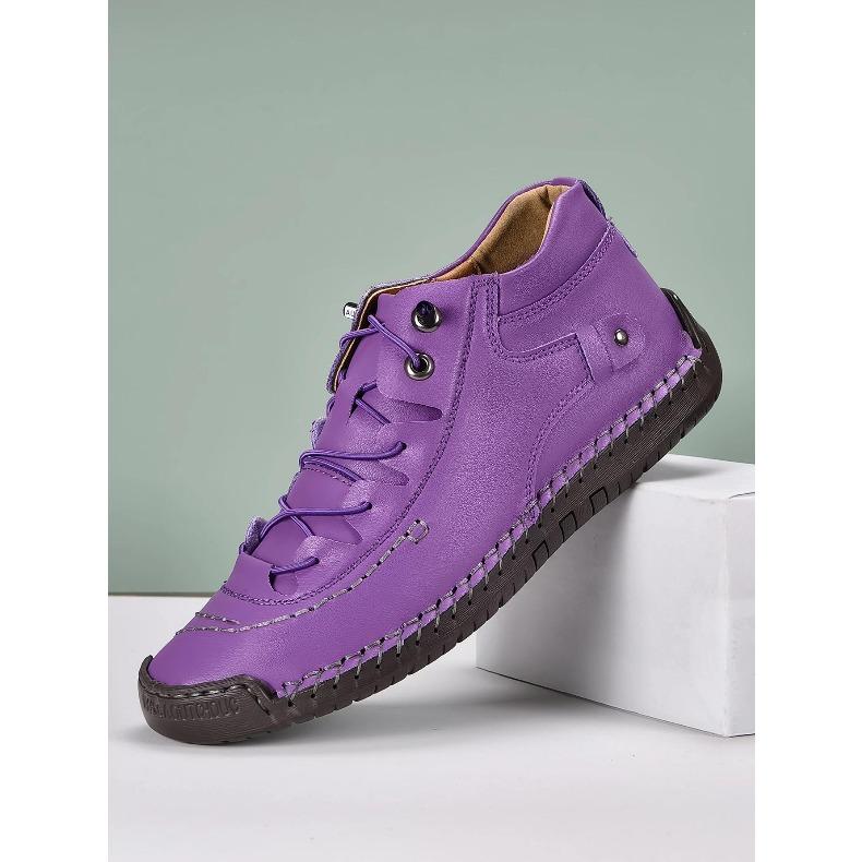 New Fashion Sneakers Women Hand-stitching Leather Casual Shoes Design Platform Loafers Breathable Flats Shoe Driving Plus Size