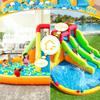 Tobogán de Agua Inflable Doble Carril Bouncer Combo Casa de Brincar con Piscina de Agua, Trampolín, Red de Tiro, Canasta, Escalada