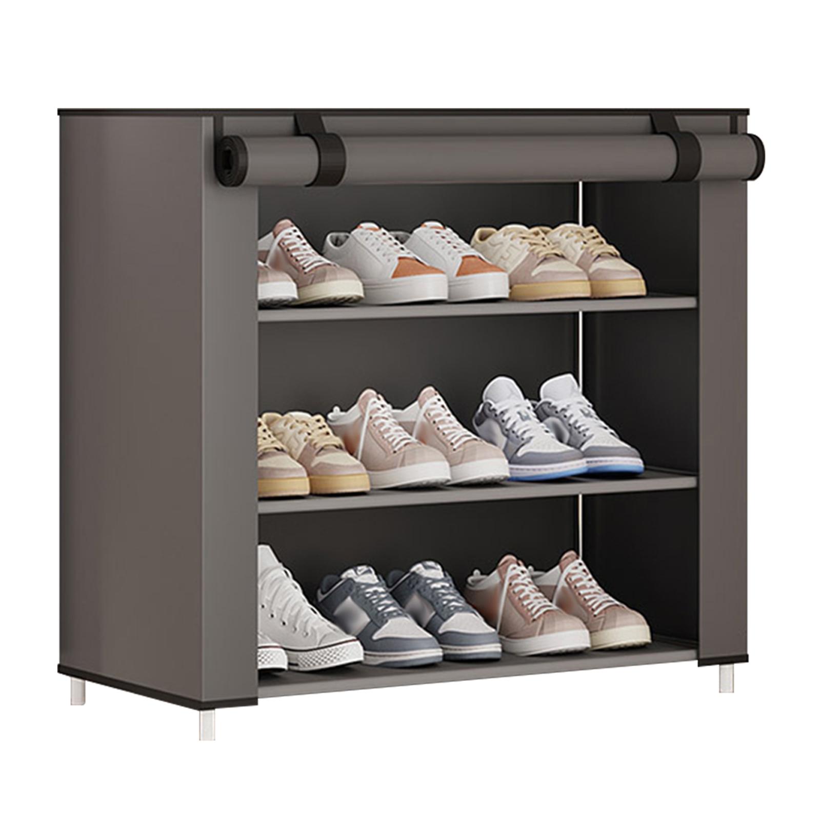 

Полка для обуви с пылезащитным чехлом, 4-х уровневая многоцелевая полка для обуви, многофункциональная широкоформатная полка для хранения обуви серый
