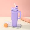 30oz Double Wall Stainless Steel Travel Mug With Handle Straw Insulated Car Cup Office Outdoor Use
