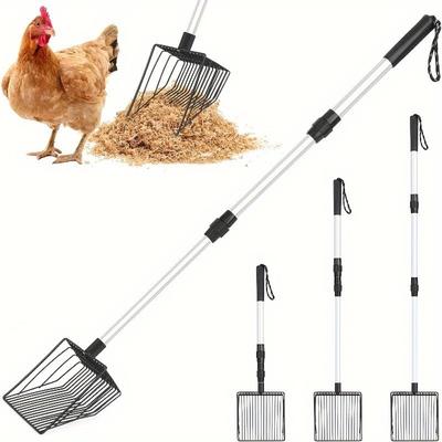 [3-in-1 Verstellbare Hühnerstreuschaufel] Robuste Metallschaufel zum einfachen Sieben, ideal für Kiefernpellets & Stallreinigung