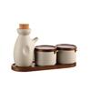 Ceramic Seasoning Jar Set: Chili, Soy Sauce, Vinegar, and Salt - Kitchen Moisture-Proof Containers.