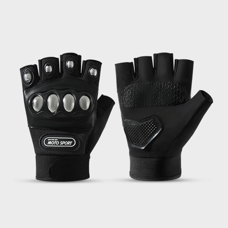 Motorcycle Steel Half Finger Gloves Men s Women s Outdoor Sports Fitness Protection Hard Shell Riding Gloves Free чёрный