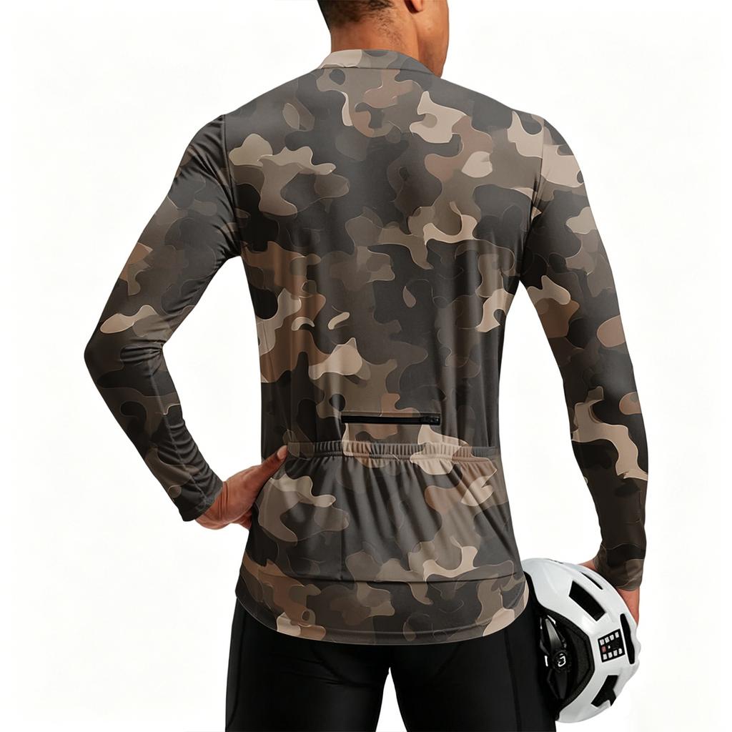Herren Langarm Fahrradtrikot Atmungsaktiv Schnelltrocknend Mit Reißverschluss Pullover Leichtes Outdoor-Sportoberteil für Rennrad und Mountainbike