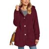 Women's Long Sleeve Button Pocket Casual Plush Hooded Jacket