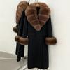 Atmosphere Detachable natural real fox fur collar wool coat women's new winter warm woolen coat