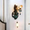 Mermaid Wall Sconce Vintage Resin LED Lamp for Bedroom Living Room Warm Glow Fantasy Decor Unique Gift for Ocean & Mythical Lovers
