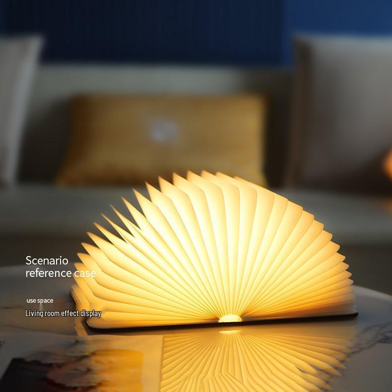 USB-Powered Walnut Book Light with Stepless Dimming and Eye Protection for Bedroom