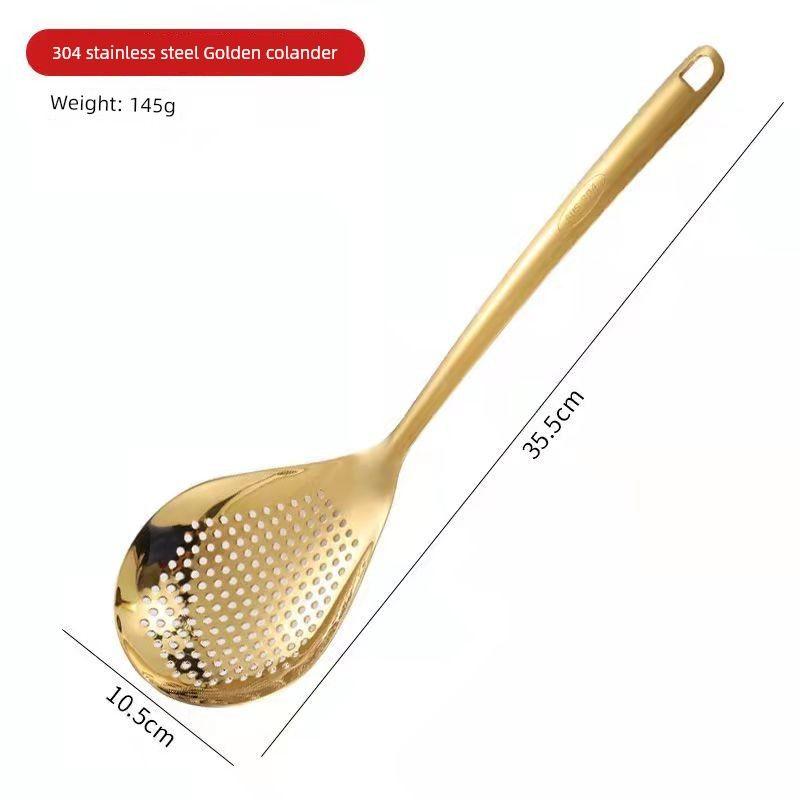 Pepper Big Strainer 304 Stainless Steel Spoon Long Handle Large Cooking Spoon Heart-Shaped Soup Ladle Perforated Ladle For Home Hot Pot Spoon