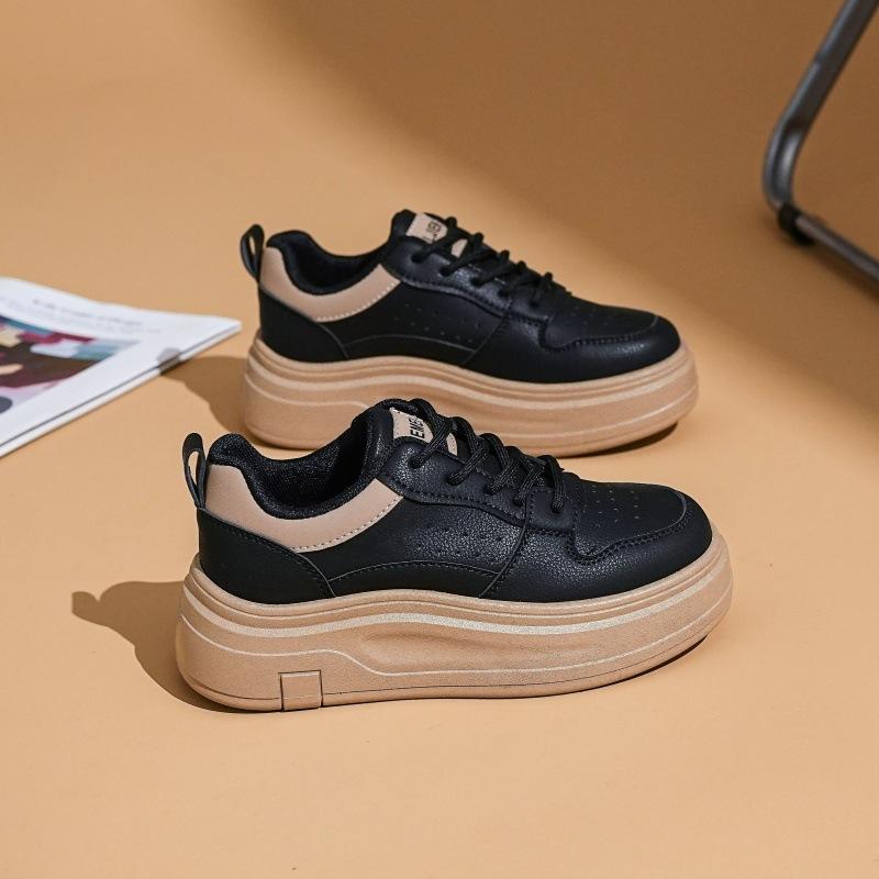 

Осенняя женская обувь на толстой подошве Новая модная спортивная обувь для улицы Увеличивающая рост Повседневная обувь Кроссовки De Mujer 40 чёрный