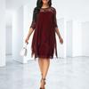 Stunning Plus Size Womens Long Lace Dress With Fashionable Overlay Design