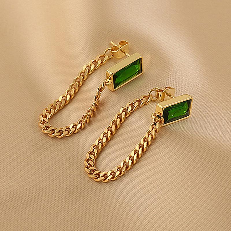 

Emerald Green Crystal Dangle Earrings: Vintage European & American Fashion