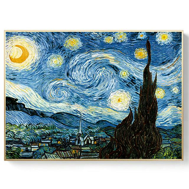 Van Gogh Oil Painting Starry Night Sunflower Abstract Canvas Art Print Poster Picture Decorative Mural Canvas Painting Retro Pop