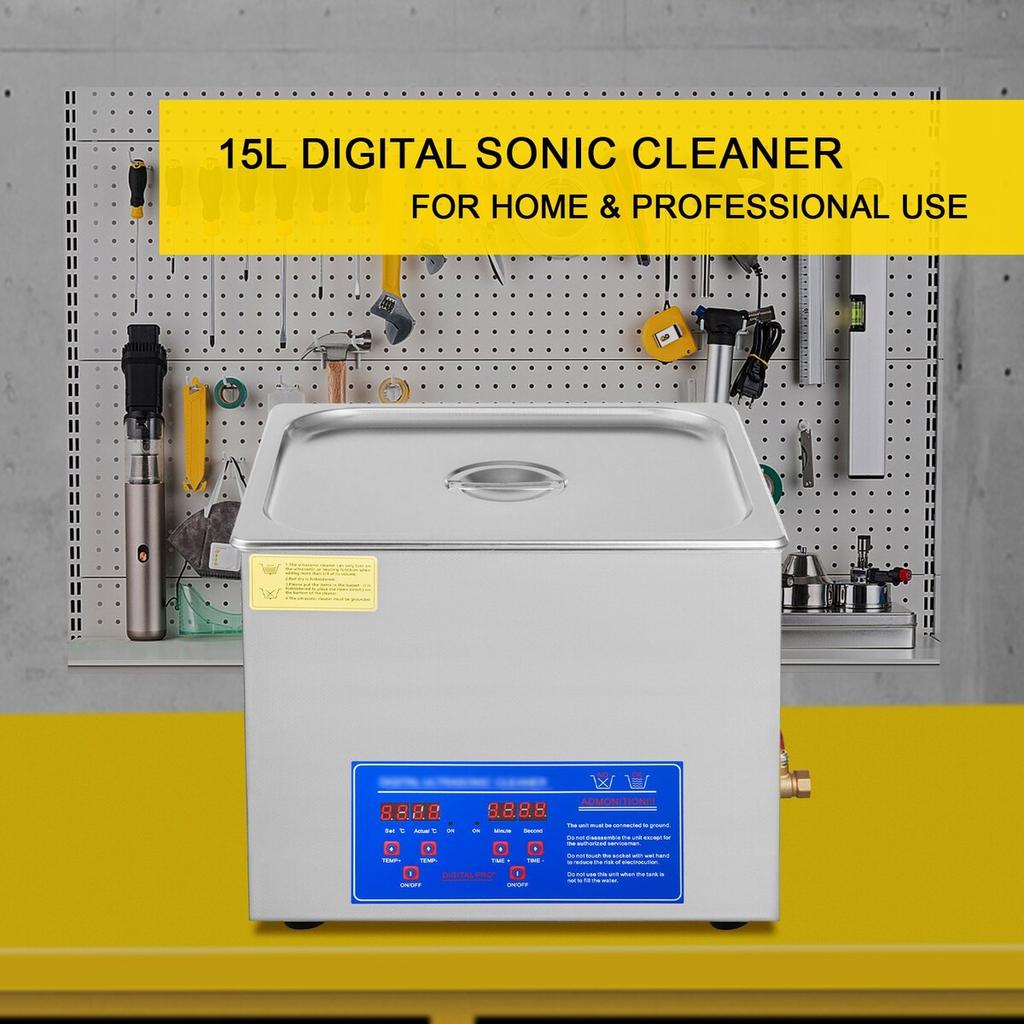 15L Ultrasonic Cleaner Machine Stainless Steel Ultrasonic Cleaning Machine Digital Heater Timer Jewelry Cleaning for Commercial Personal Home Use(15L)