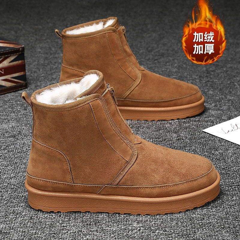 

Northeast Snow Boots Men s Winter Thickened and Velvet Warm Cotton Shoes with Integrated Leather and Fur Thick-soled Waterproof and Non-slip Bread Cot 44 [inner height-increasing version] хакі