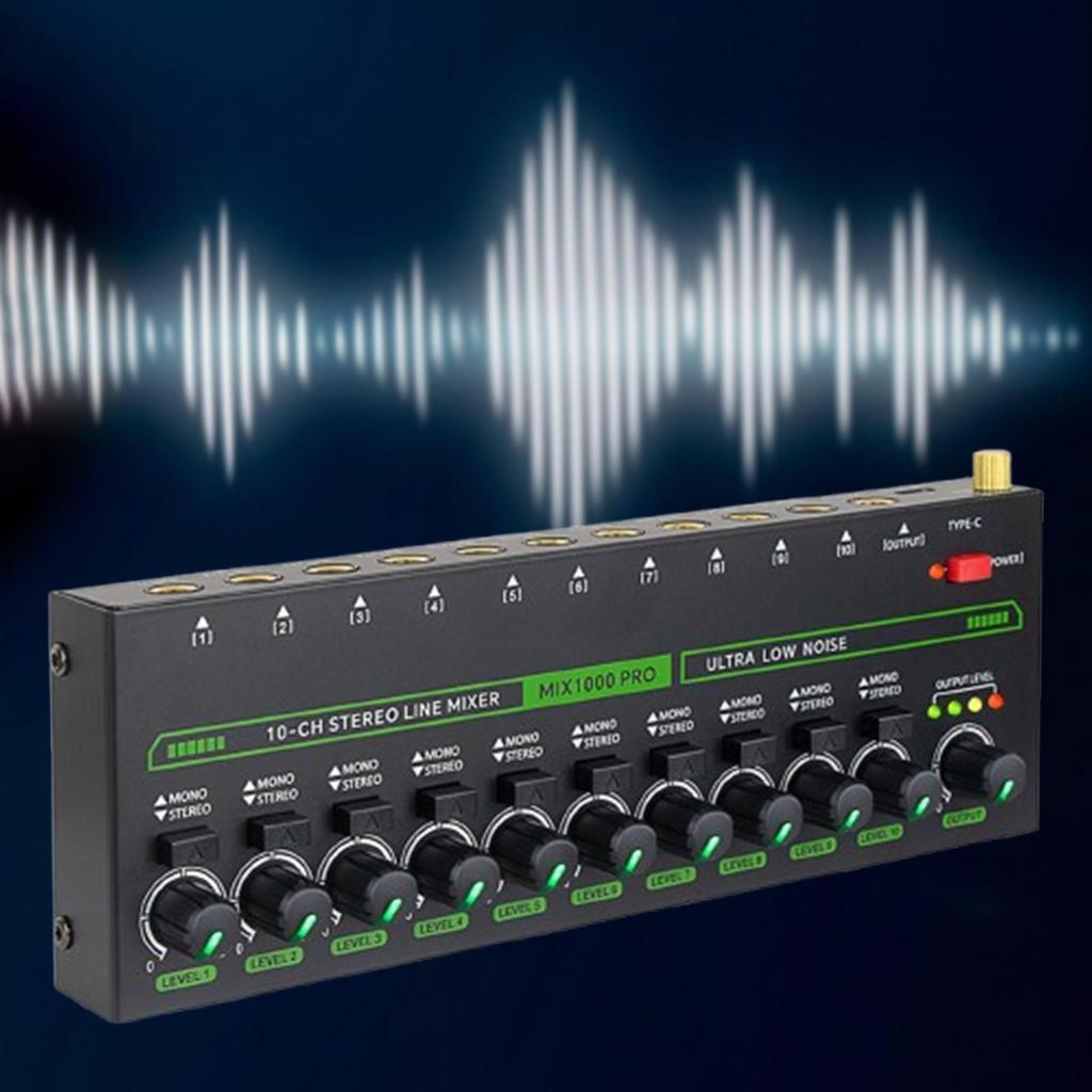 Audio Mixer 10 Channel Dynamic Sound Mixing Console for Podcast Computer Car