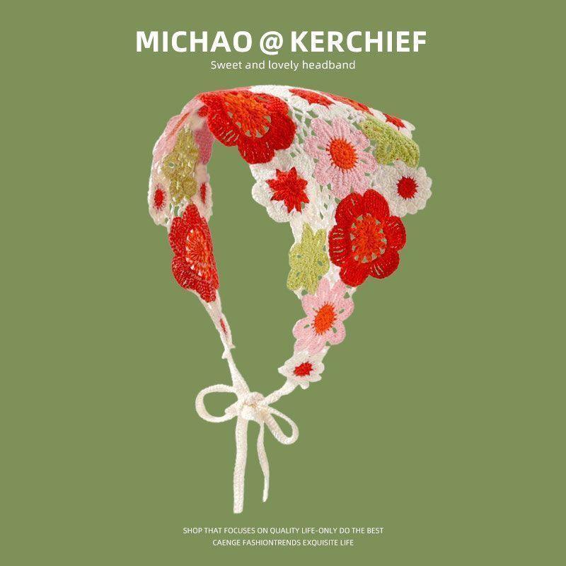 

Корейский милый ручной работы крючком полый треугольный ободок полотенце для женщин весна и лето путешествия литературный фото шарф для волос