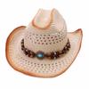 Paper Straw Cowboy Hat With Wide Brim For Summer Sun Protection And Fashion Style