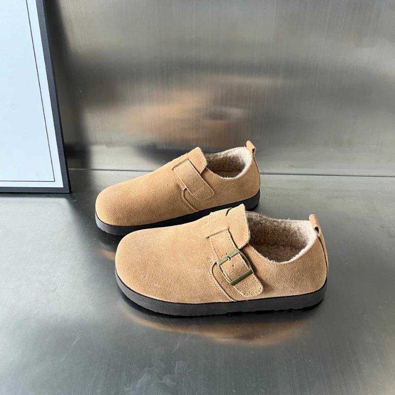 Retro women's winter new fashion versatile matte soft-soled lazy shoes fleece thickened bread shoes