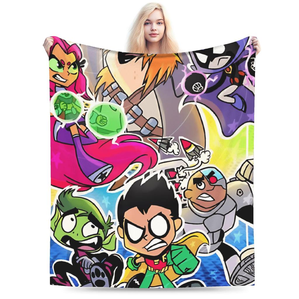 Teens Titans Go Blanket Super Soft Fluffy Plush Throw Blanket For Child Bedroom Flannel Bedspread Bed Cover
