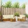 Outdoor Sofa Set 6 pcs Natural and Cream Solid Acacia Wood
