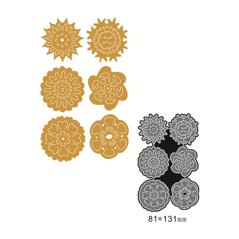 6pcs/set Metal Cutting Dies  Stitch Flower Lace Round Scrapbooking Paper Craft Knife Mould Blade