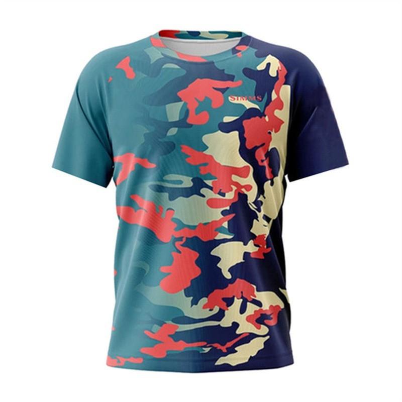 SIMMS Fishing Clothes Camo Sunblock Outdoor Luya Short-sleeved Sweatshirt Breathable T-shirt Top