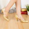 Elegant New Fashion Lady Latin Bling Sandals With Low Heel For Ballroom Dancing