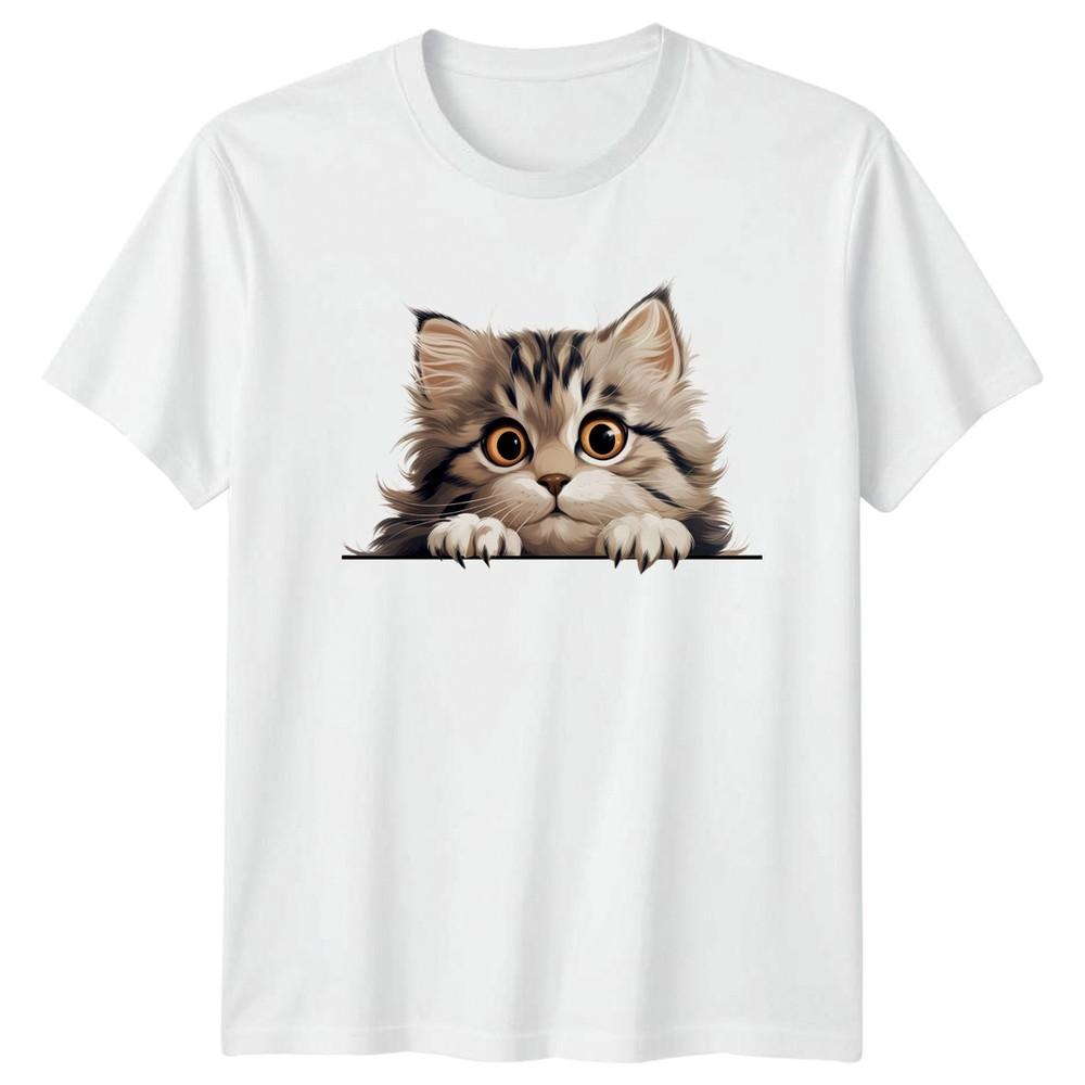 Cute Peeking Kitten Cat Lover TShirt Pet Owner Gift For Him And Her