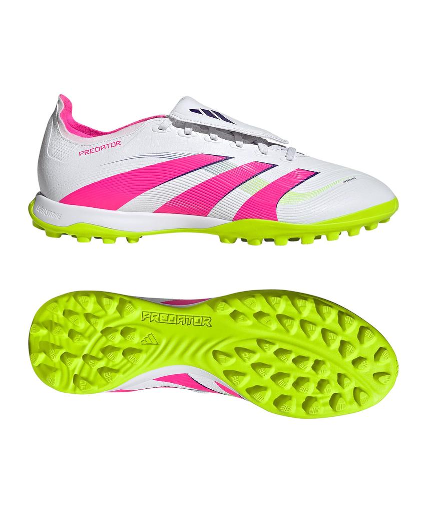 Adidas Predator League Futsal Folding Tongue TF Footwear Lemon Size cm Shoes, NSW43, White/Lucid Pink/Lucid (JS0385), 25.5